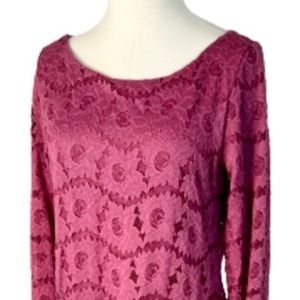 💜Romantic Ingrid & Isabel Maternity Dress Stretch Lace, Pink / Purple L Large💗